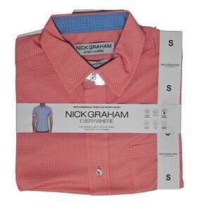 Nick Graham Mens Performance Stretch Sport Shirt Modern Fit S Orange
